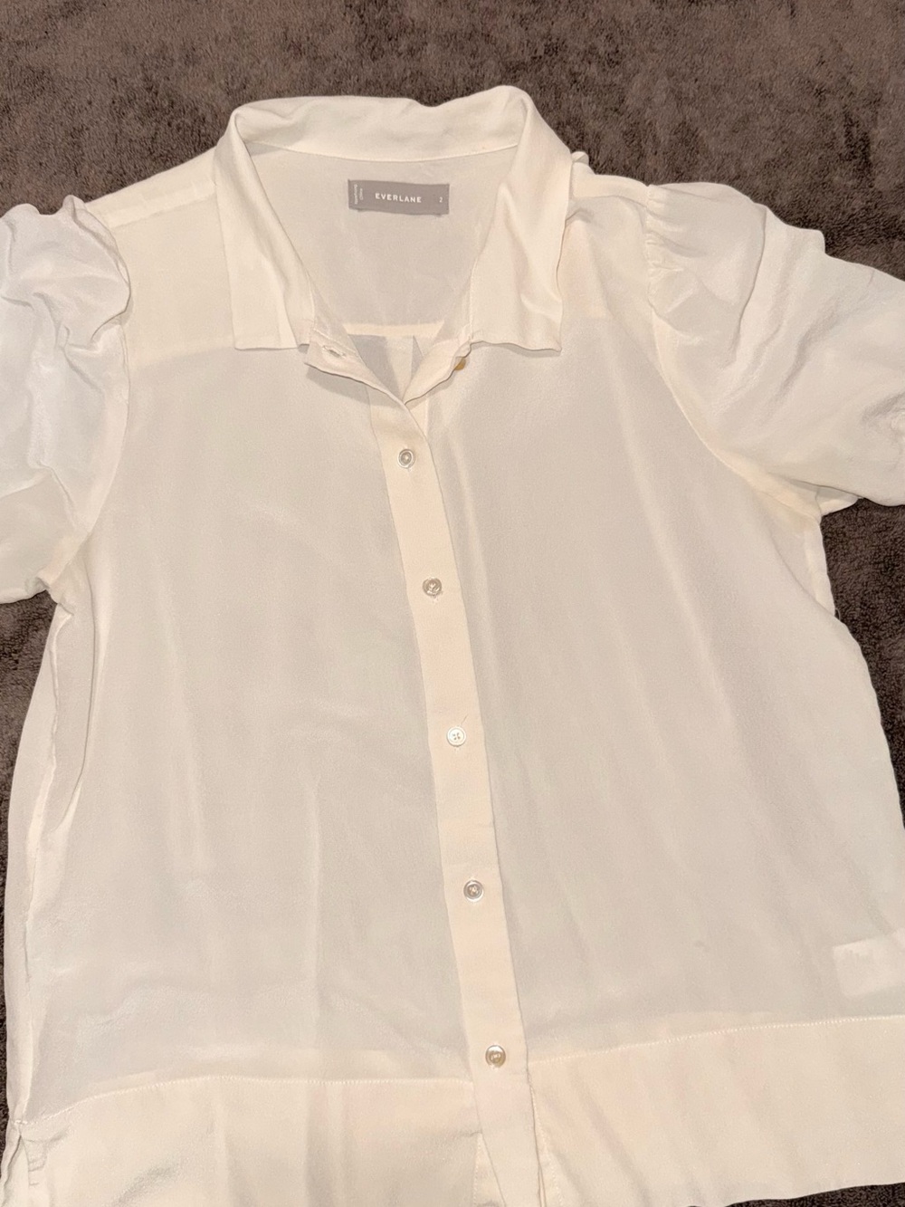 Everlane Cream Short-Sleeve Button-Down Shirt